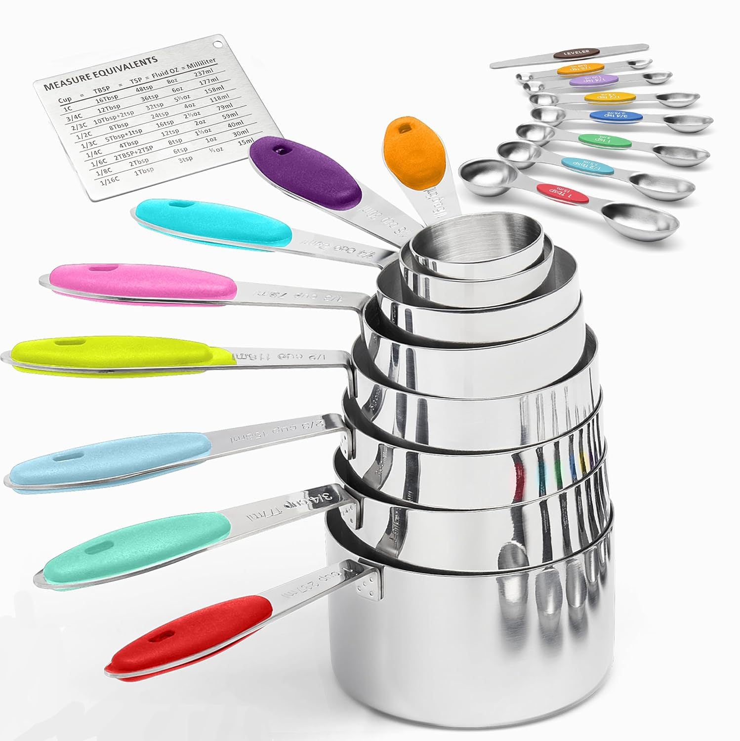 Stainless Steel Measuring Cups and Spoons Set